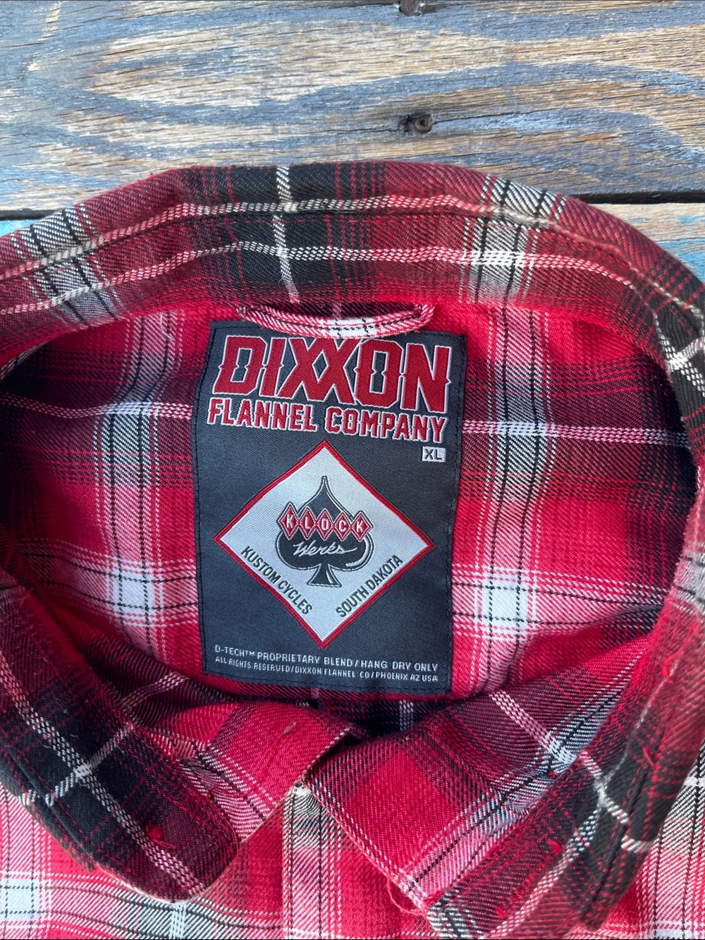 Dixxon Flannel Klock Werks Tribute Plaid Shirt Mens XL Red Black D-Tech Moto - Picture 2 of 15